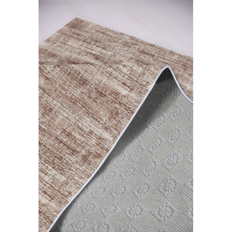 Antibacterial Hall Carpet, 3.3 x 6.6 Feet, Beige & Brown | 100% Polyester, 650 g/m², 0.16 in Pile Height | Eco-Friendly, Non-Slip PVC Dot Underside, Machine Washable | Perfect for Home Entryways & Living Spaces
