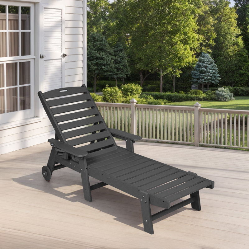 Chaise longue d'extérieur avec roulettes, Gris