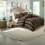 Luxurious Dark Brown Faux Fur Bedding Sets, Hypoallergenic Polyester Comfort