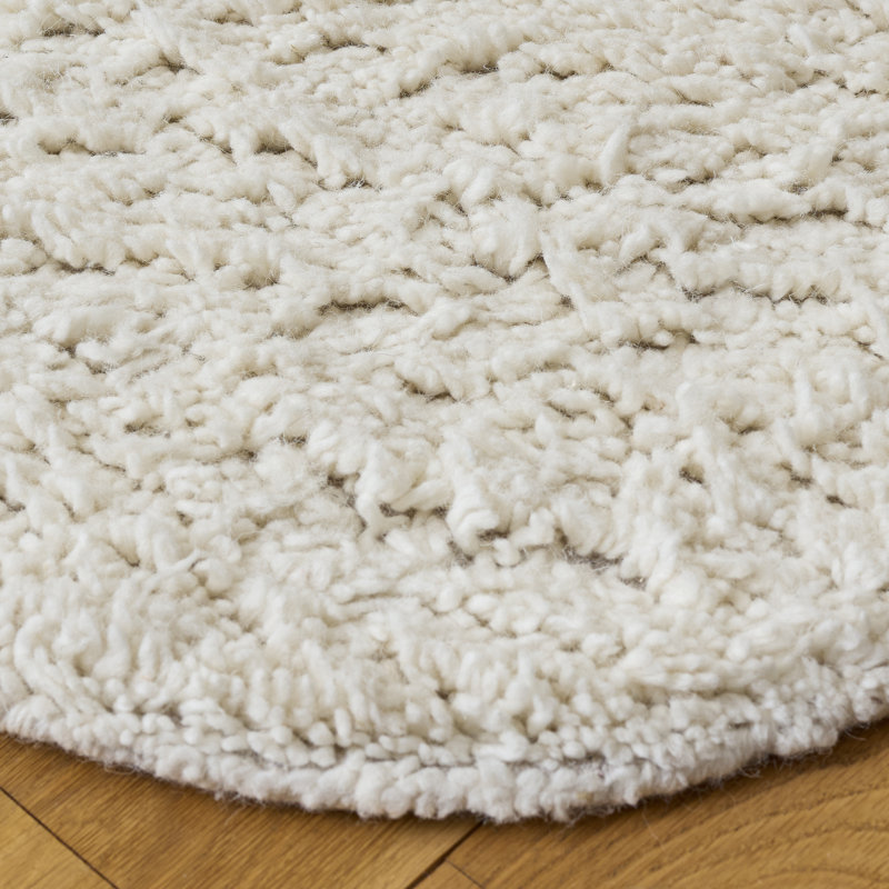 Kassandrea Tufted Wool Pile Solid Color Rug, Round 6"