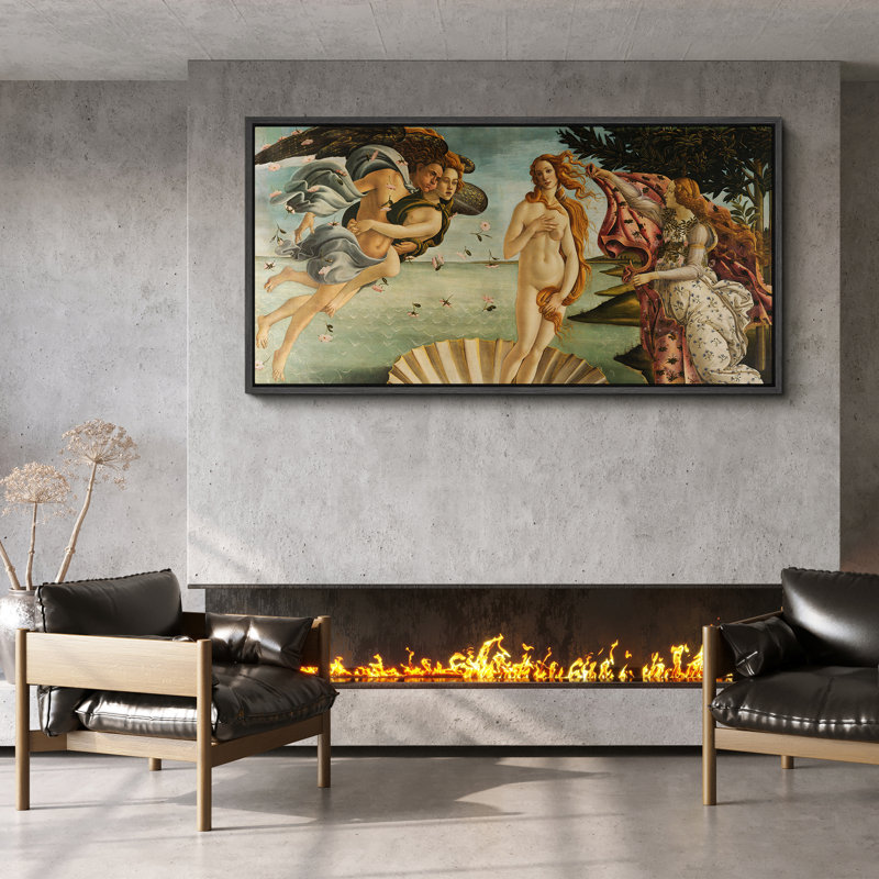 La naissance de Vénus par Sandro Botticelli, art moderne, H 30 po x l 60 po, Noir, noir, noir, noir