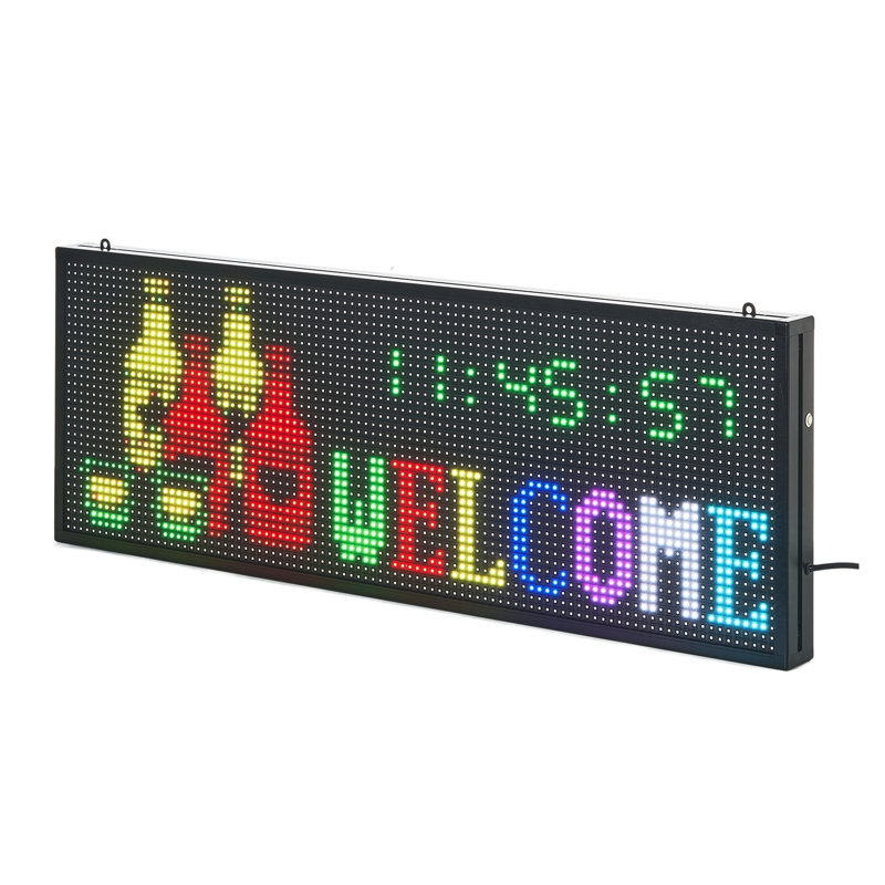 Programmable LED Sign, P10 Full Color Flexible Digital Scrolling Panel, DIY Custom Text Pattern GIF Display Board, Bluetooth APP Control Message Shop Sign for Store Business Advertising, 40x14 in
