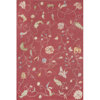 Floral Area Rug in Red