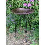 24" Classic Copper Birdbath with Phoebe Stand