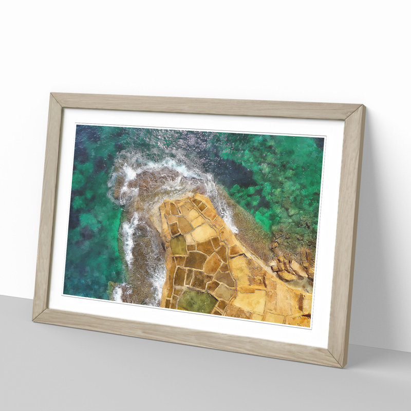 High Above Gozo Malta - Framed Print, 27cm H x 36cm W x 2cm D, Oak Framed