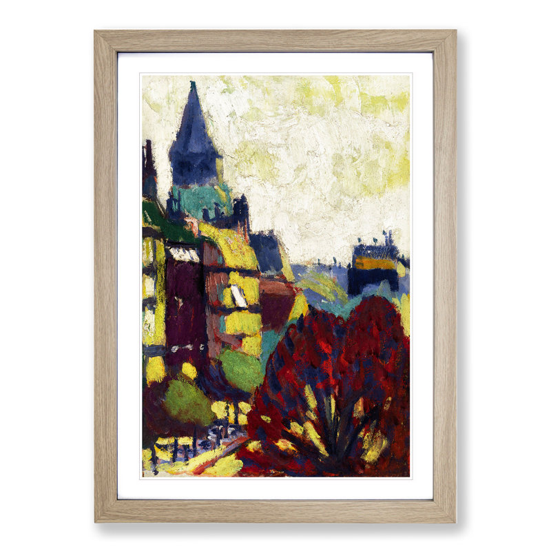 St. Germain Des Pres by Henry Lyman Sayen - Picture Frame Painting, 65cm H x 48cm W x 2cm D, Oak