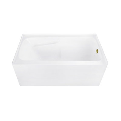 Kingston Brass Aqua Eden 54-Inch Acrylic Rectangular 3-Wall Alcove Tub With Armrests