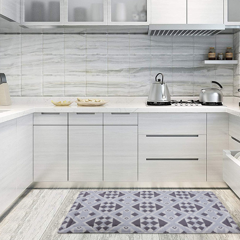 Ahnah Geometric Polyester Anti-Fatigue Kitchen Mat