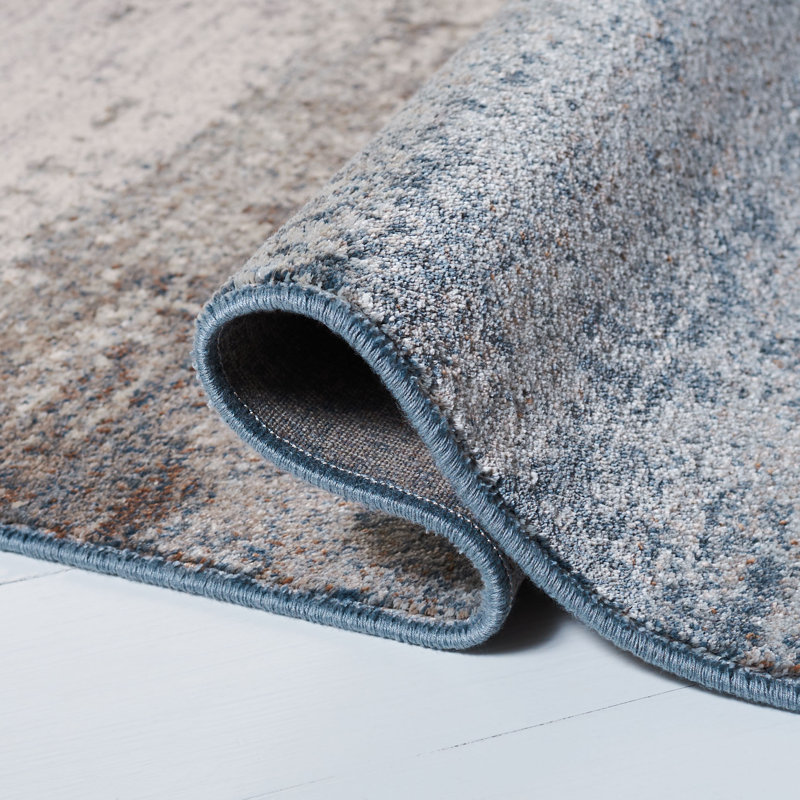 Tapis bleu clair / gris, Rectangle 5 pi 1 po x 7 pi 6 po