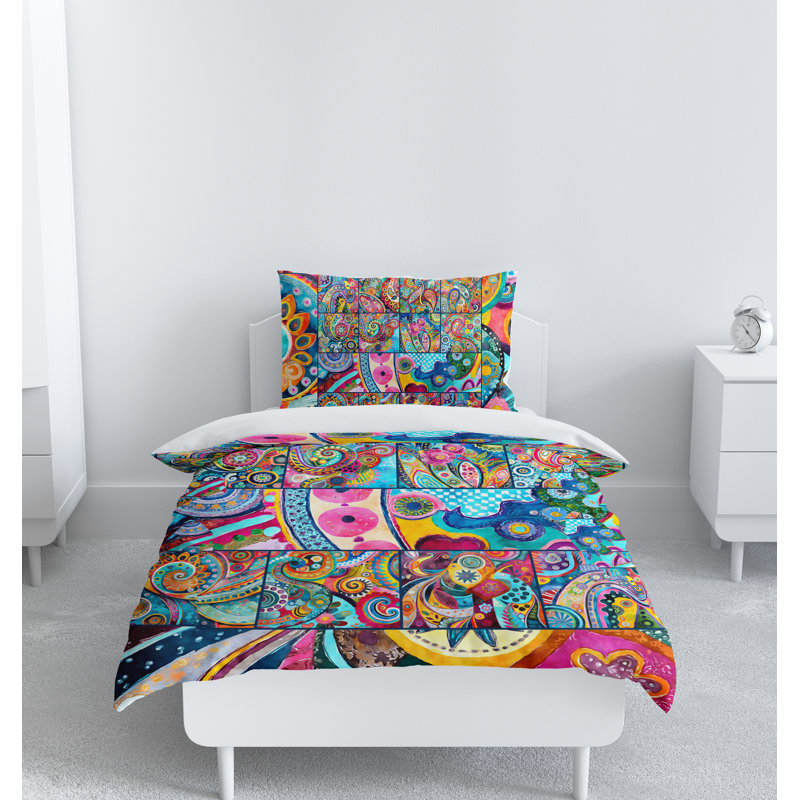 Modern & Contemporary Polyester Abstract Duvet Cover, Twin Duvet Cover + 1 Queen Sham