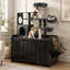Arbre à chat 50,6 po avec bac à litière, poteau à griffer en sisal et espace de rangement, maisonnette pour chat tout-en-un moderne avec maison, hamac et perchoir