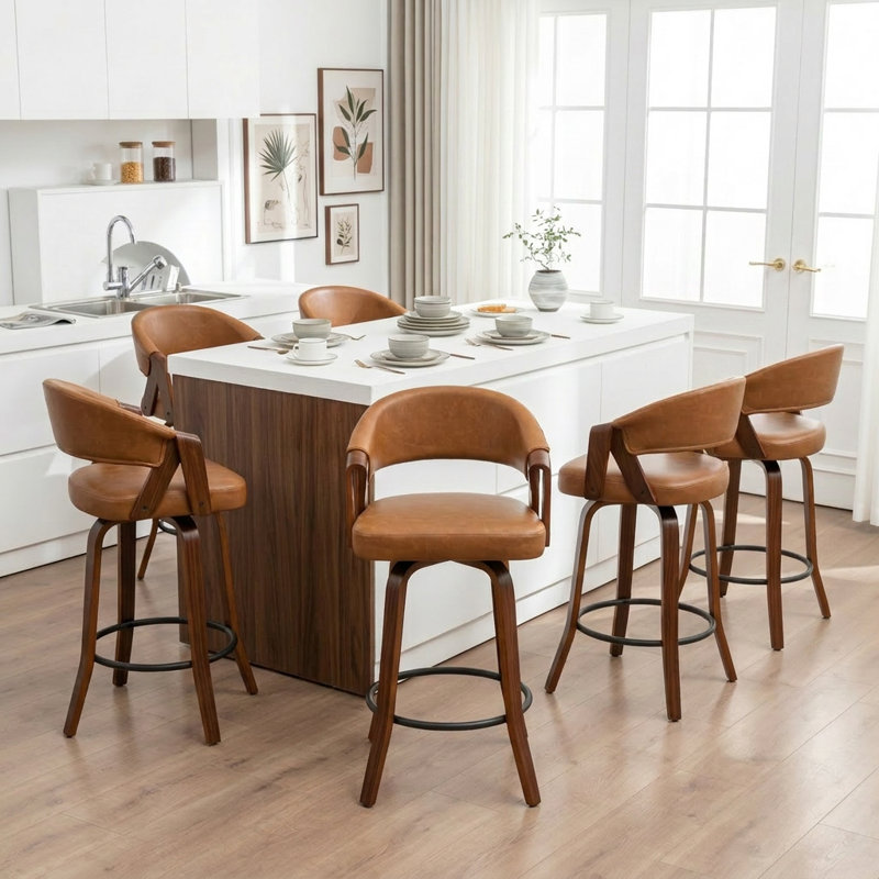 Tabouret de comptoir pivotant Ayala, Brown