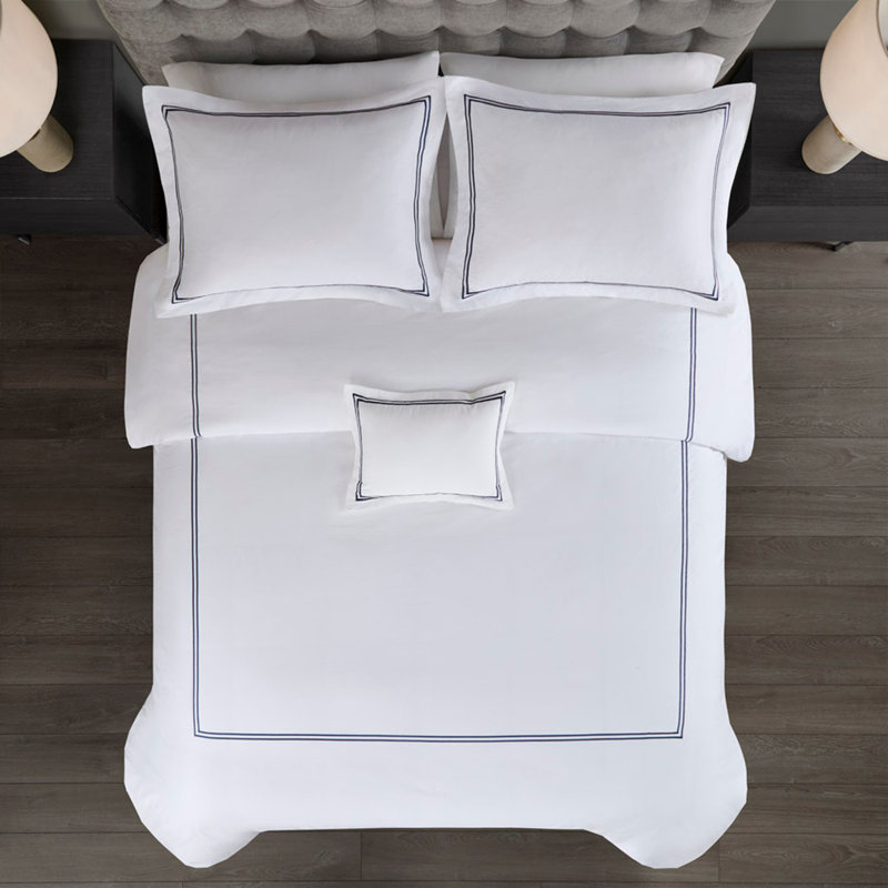 Ensemble d'édredon 100% satin de coton brodé