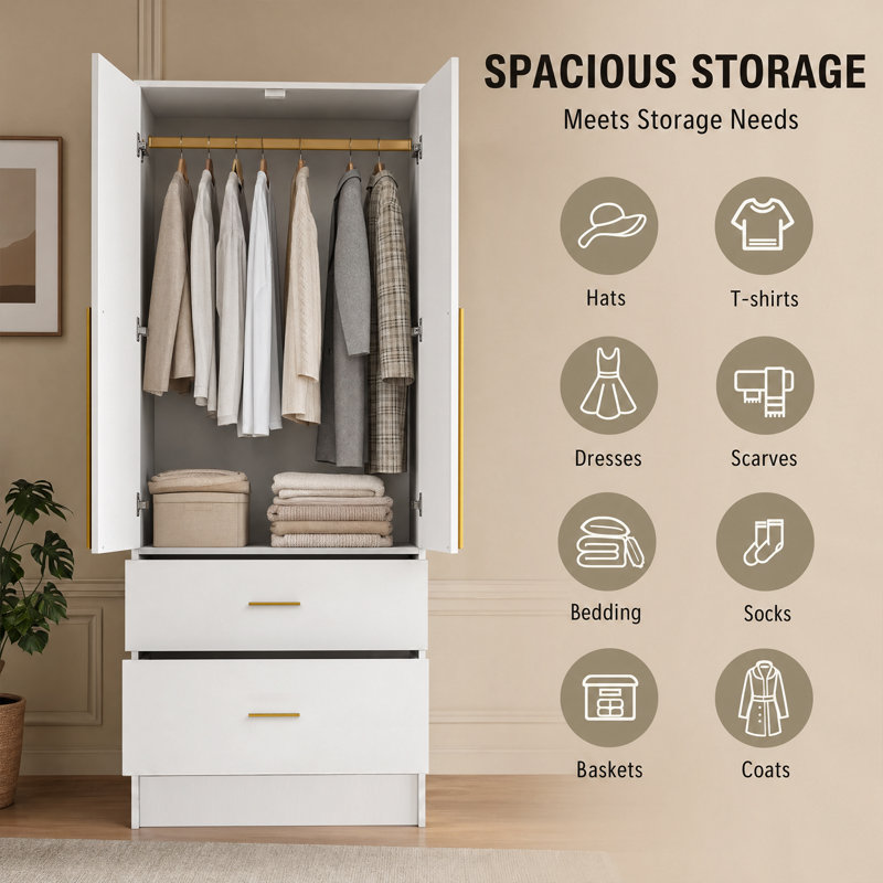 2 Door Manufactured Wood Wardrobe
