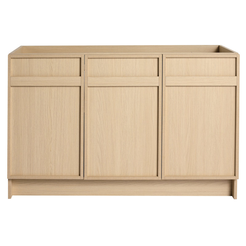 Meuble-lavabo de salle de bain autoportant 48 po, 3 portes à fermeture en douceur - moderne, à gratter et à eau - 48 po, portes de rangement en contreplaqué