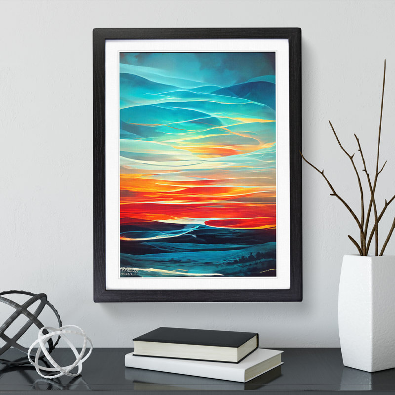 XV1022-4297X Sunset Abstract No.6 - Single Picture Frame Print, 64cm H x 46cm W, Black Framed