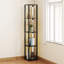 HOMCOM LED Floor Lamp with Shelves Dimmable Foot Switch Black