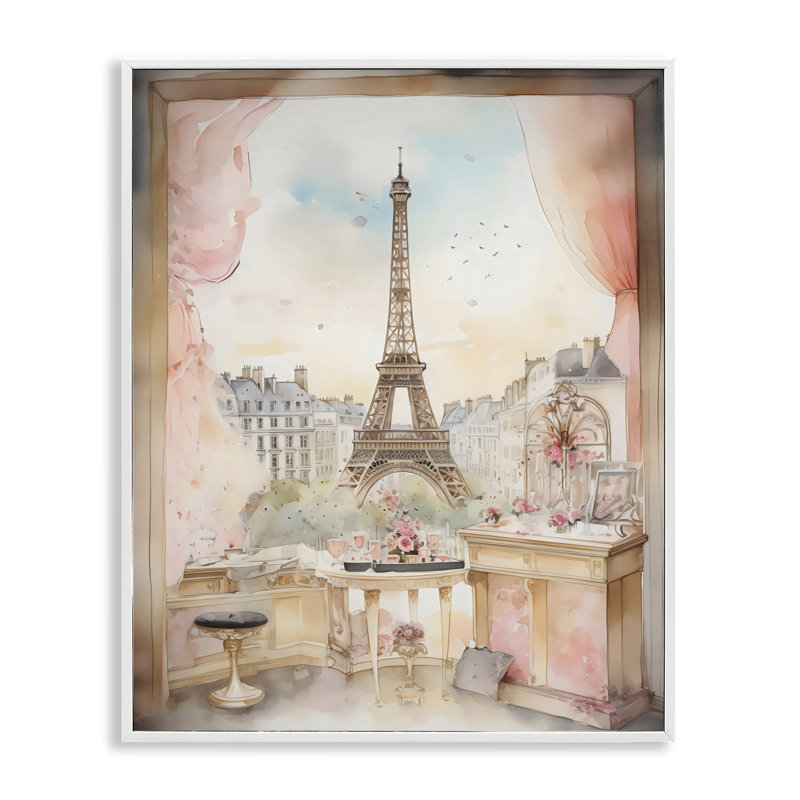 Giclée encadrée, vue de la tour Eiffel, design by Creative Studio, H 14 po x l 11 po, Giclée encadrée blanc bord de mer
