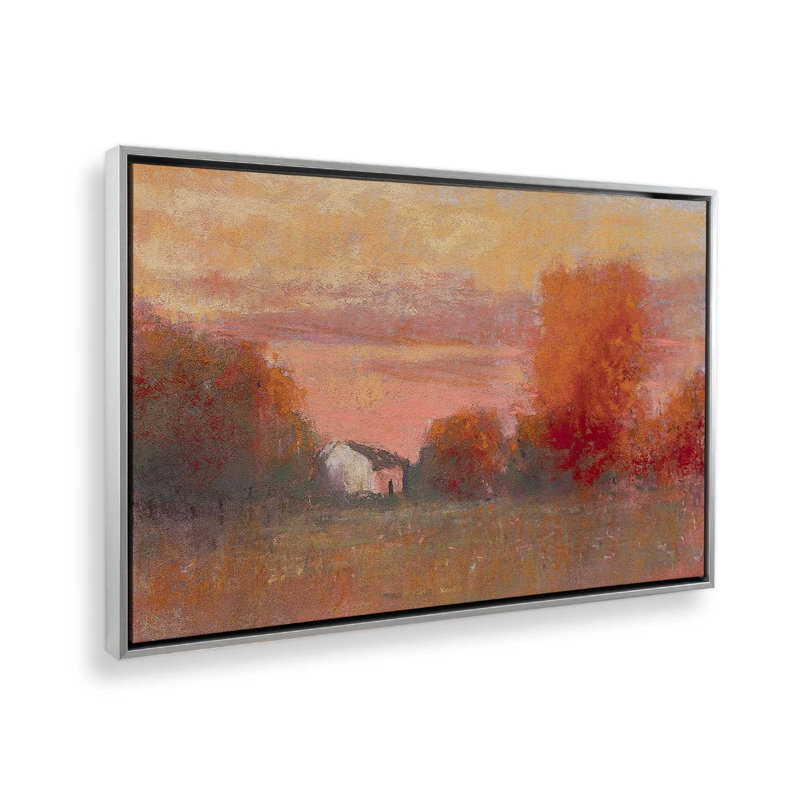 «Tangerine Skies On Canvas» par Carol Strock Wasson, reproduction, Cadre flottant en chrome poli