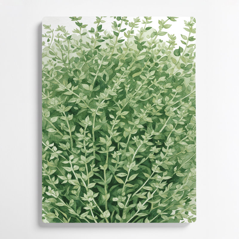 Aquarelle botanique 62, art mural vert en métal, H 14 po x l 11 po