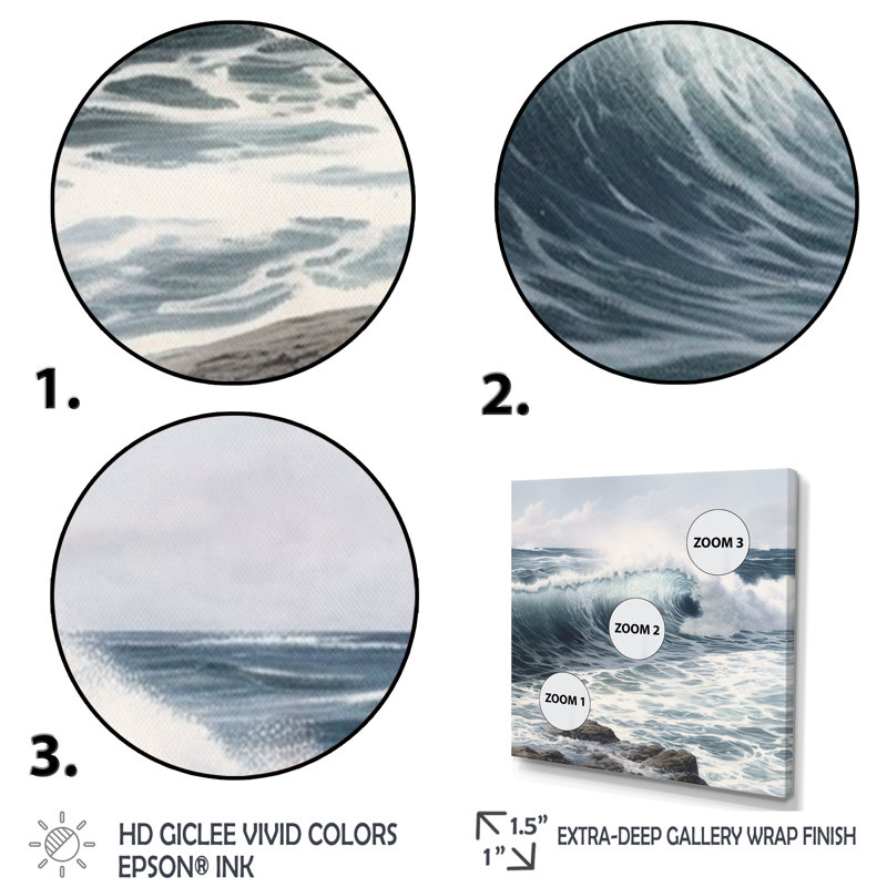 " Ocean Wave Movement II ", 16" H x 16" W x 1" D, Wrapped Canvas