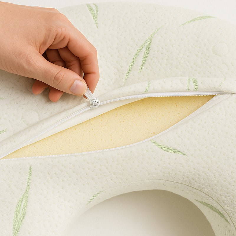 Premium Memory Foam Nursing Pillow with Gentle Bamboo Cover, Machine Washable