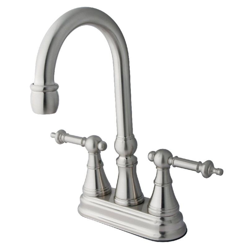 Kingston Brass Templeton Two-Handle 2-Hole Deck Mount Bar Faucet, Brushed Nickel