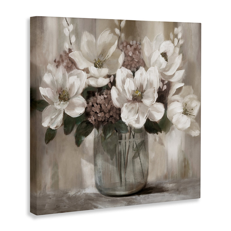 Toile ivoire Magnolias, design par Nan, H 30 po x l 30 po