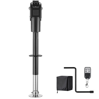 Prise de remorque électrique, capacité de 7500 lb, prise de courant électrique avec housse de protection imperméable et lumière DEL pour remorque de voyage, camping-car, véhicule récréatif, élévateur de 9,84 à 27,84 po, 12 V CC avec câblage, noir