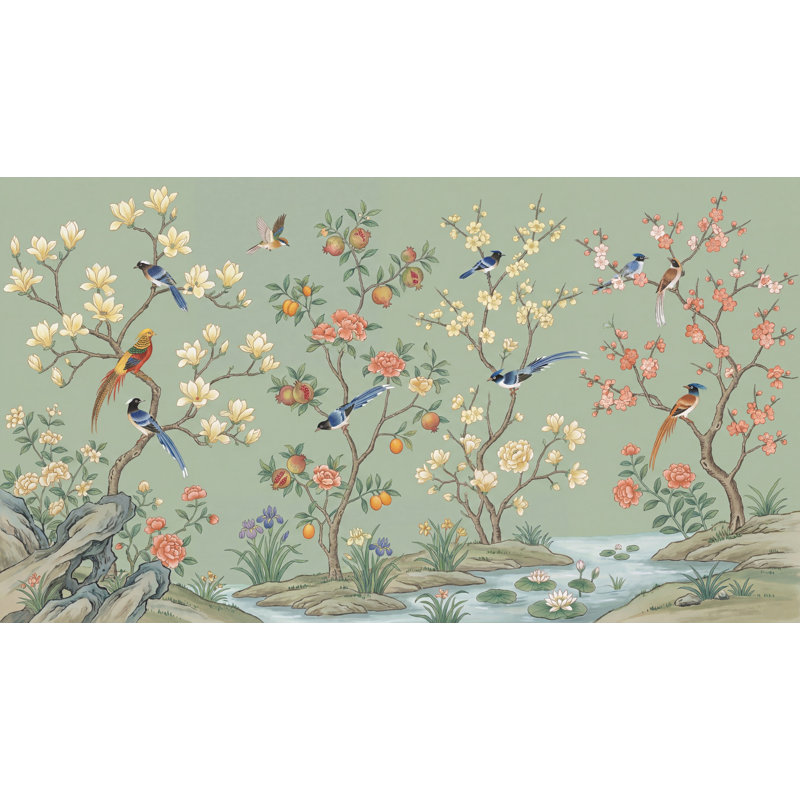 Décoration murale ressort en cerisier rose amovible, 120 po x 96 po, Texturé non collé