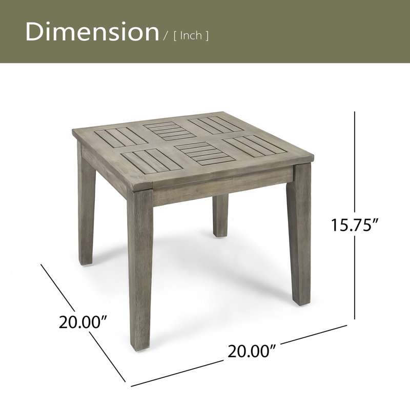 Table d'appoint d'extérieur en bois d'acacia, Gris, Gris