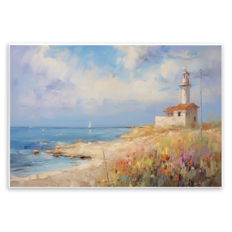Art mural rétro avec vue de phare par LSR Design Studio, H 10 po x l 15 po