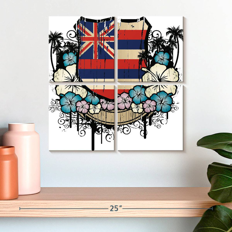 Drapeau floral Borges Hawaii, H 18 po x l 18 po