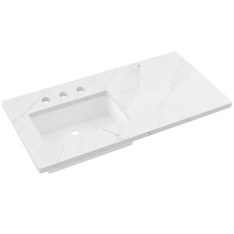 Gilded Single Left/Right Bath Floating Vanity, 42", Pure White