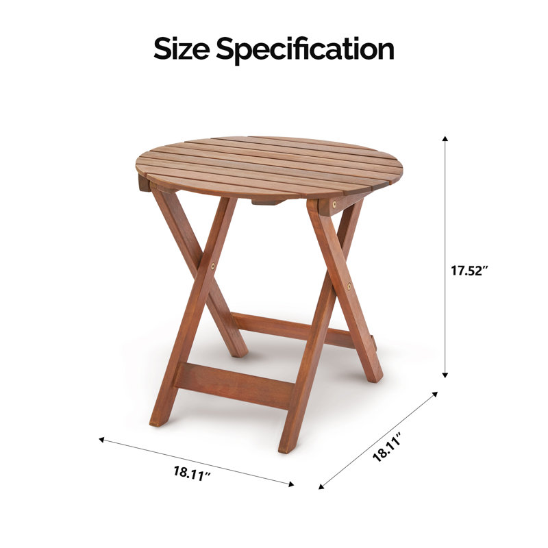 Saidie Round Acacia Folding Outdoor Side Table , 18.11'' in. W 18.11'' in. D