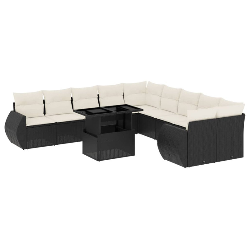 Ensemble de canapé de jardin Vidaxl noir, blanc crème