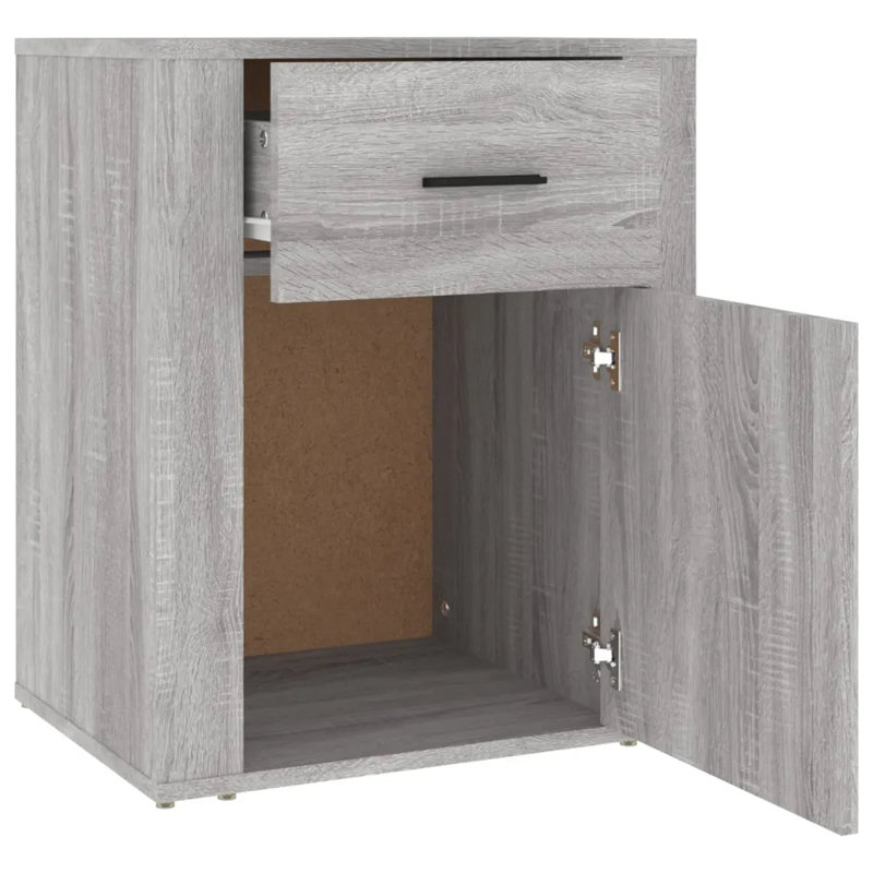 Karinn 50cm W Manufactured Wood Bedside Table, Grey Sonoma