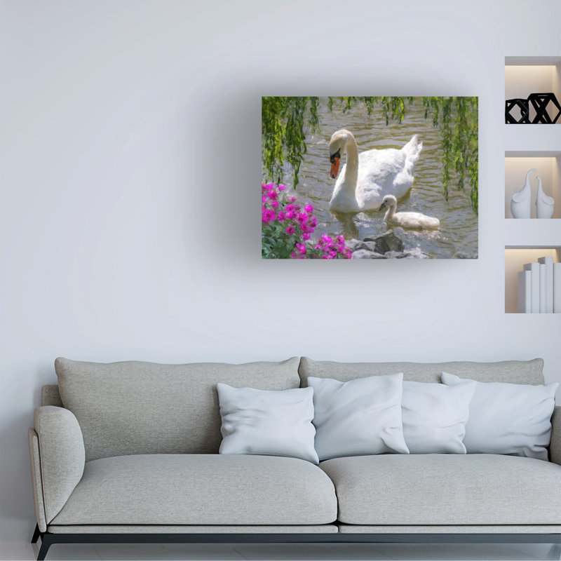 Art sur toile «cygne et cygne», Emma, H 14 po x l 19 po