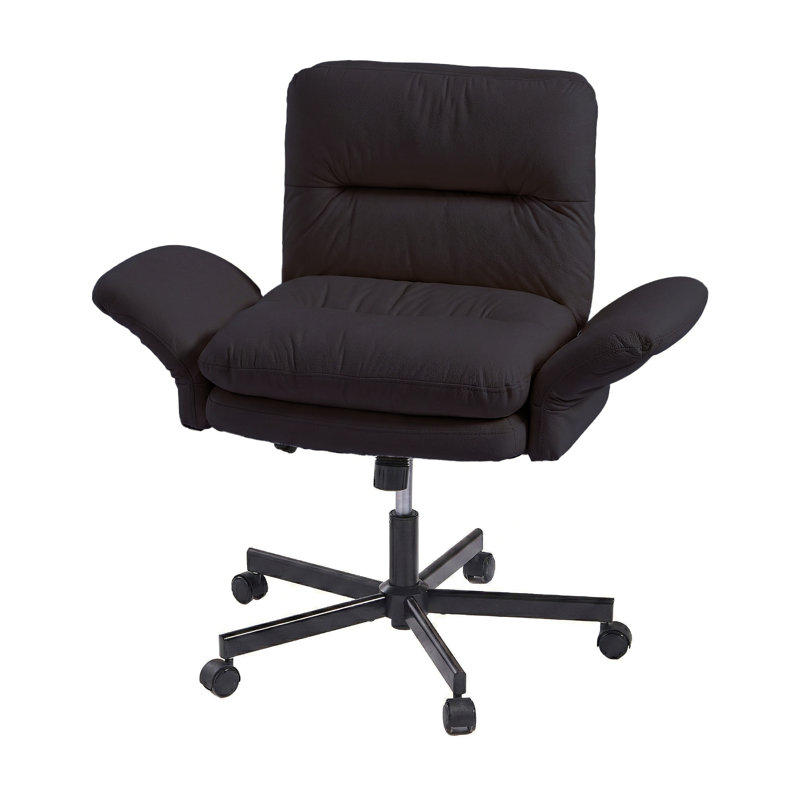Office Chair Criss Cross Chair with Flip-Up Arms, Comfy Computer Chair with Side Pockets , Black