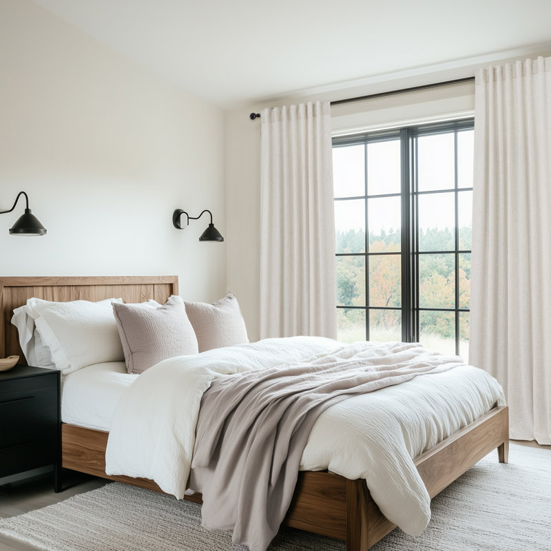 Linen Back Tab Curtains,Light Filtering Curtain, Thick Linen Textured Semi Sheer Drapes(Set of 2,With Hooks), 52" W x 108" L