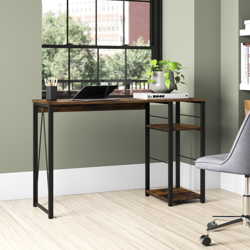 Ferro 2-Tier Shelf Writing Desk, Brown