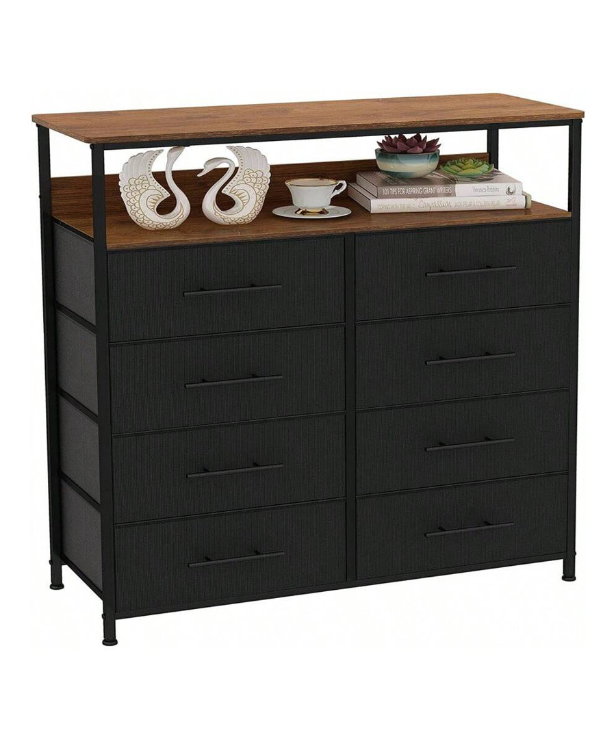 Chest Of Drawers For Bedroom, Chest Of Drawers With 8 Fabric Drawers, Dresser With Open Shelves, Closet, Storage Cabinet For Bedroom, Living Room, Hal