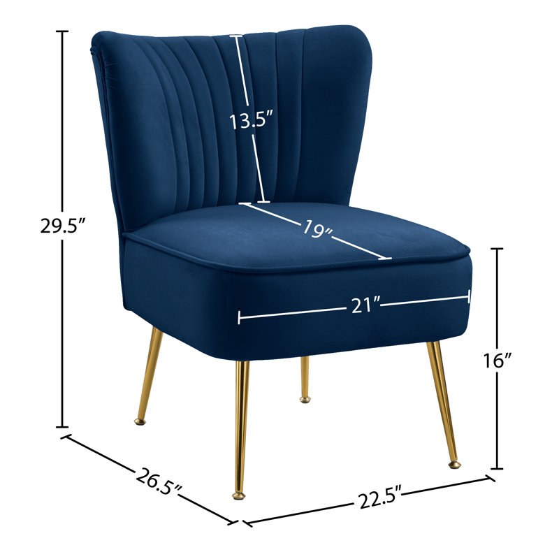 Fauteuil à oreilles Eckhart, Velours bleu marine