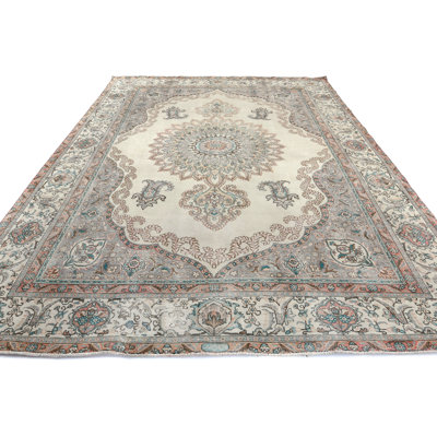 Muted Colours Traditional 9X13 Distressed Handmade Oriental Area Rug