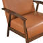 Chaise d'appoint en bois d'hévéa massif avec revêtement en similicuir brun somptueux pour un espace de vie confortable