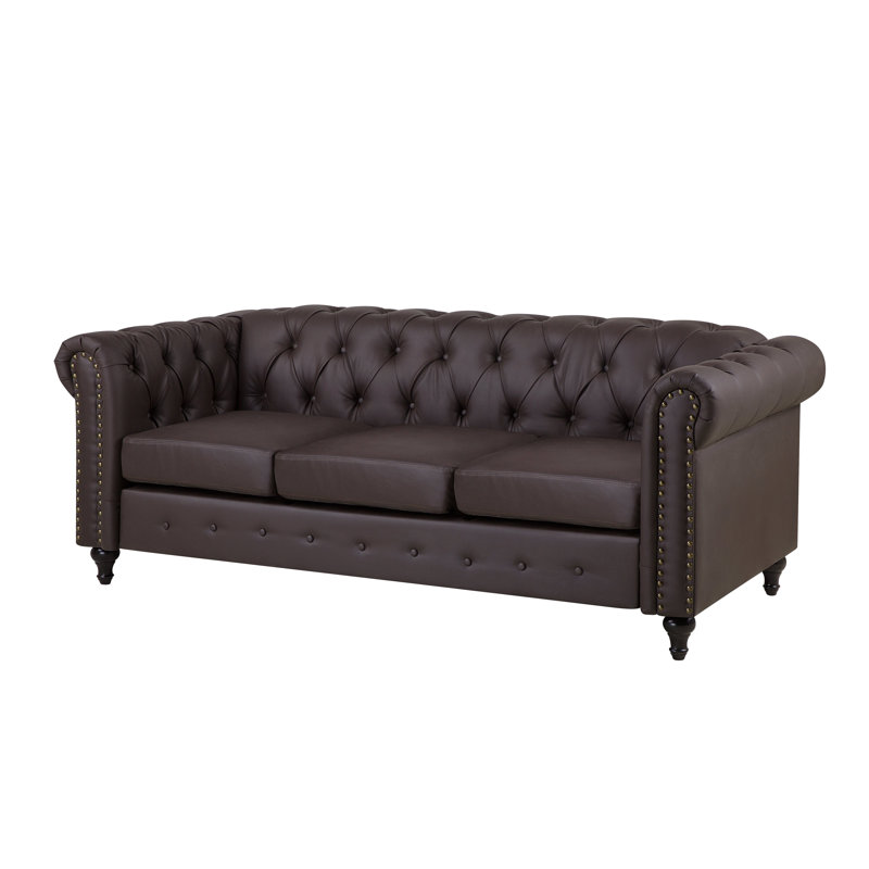 North Adams 3 Seater Faux Leather Sofa, Brown