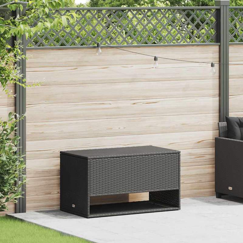 Vidaxl Cushion Box PE Rattan, Powder-Coated Steel, Polyester, 21.9" H x 39.4" W x 21.7" D, Black