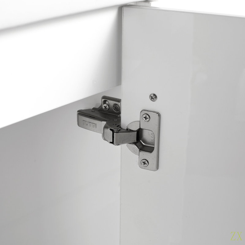 Meuble-lavabo flottant mural 18 po avec lavabo en céramique et porte d'armoire à fermeture en douceur, pour petite salle de bain