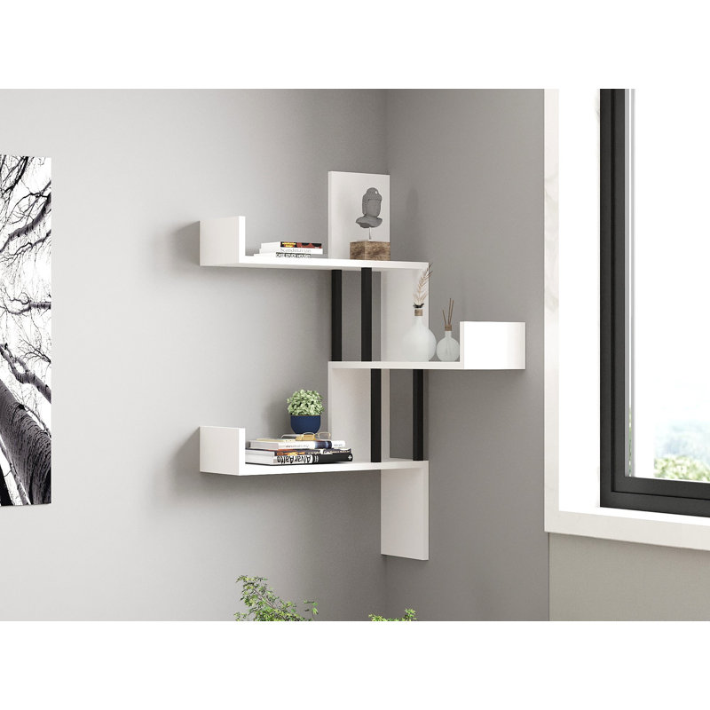 Tablette murale moderne, blanche, 41,3 po x 23,6 po x 7,9 po | 100% panneau de particules enduit de mélamine, épaisseur: 0,7 pouce | Conception murale, parfaite pour l'organisation de la maison et du bureau, solution de rangement élégante et fonctionnelle