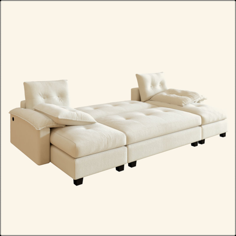Canapé-lit en U de 104,7 po avec lit escamotable, canapé-lit convertible 2 en 1 avec accoudoirs amovibles et ports USB, canapé modulaire surdimensionné avec méridienne pour le salon / appartement